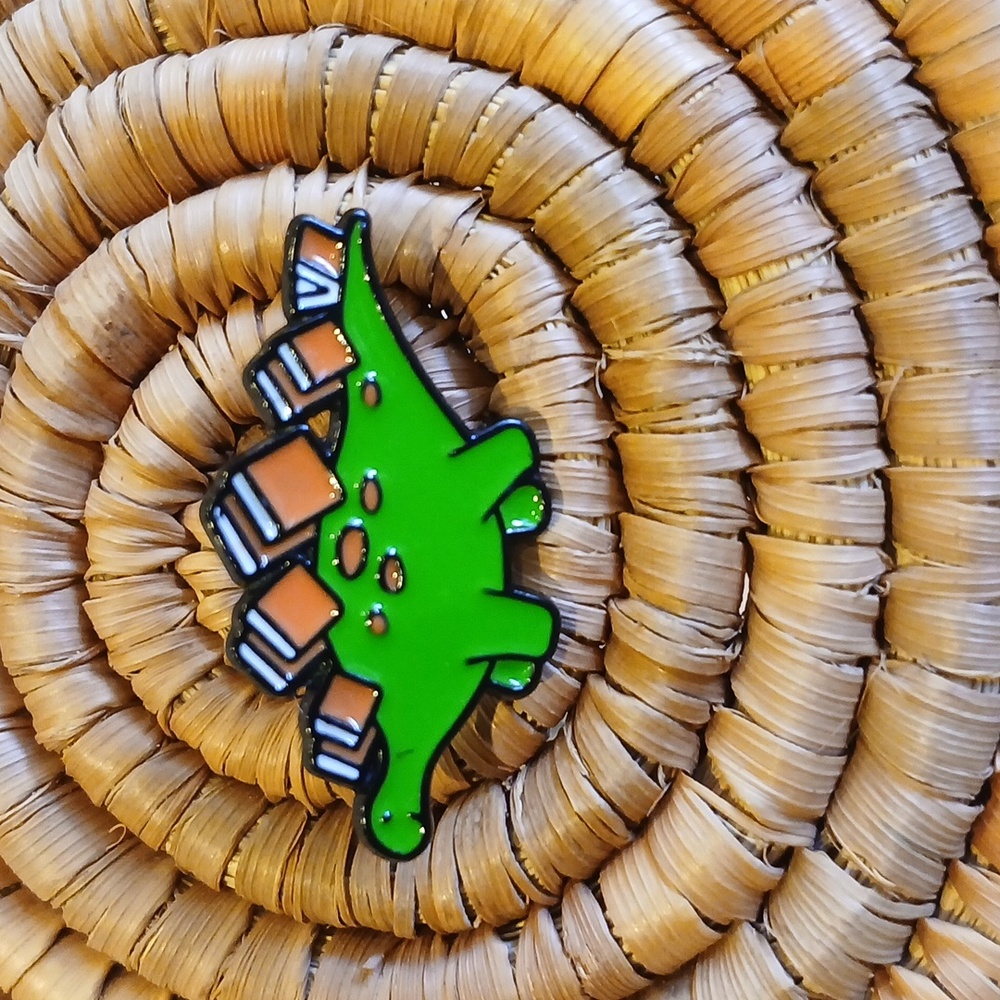 NEW Bookworm Dinosaur Enamel Pin
